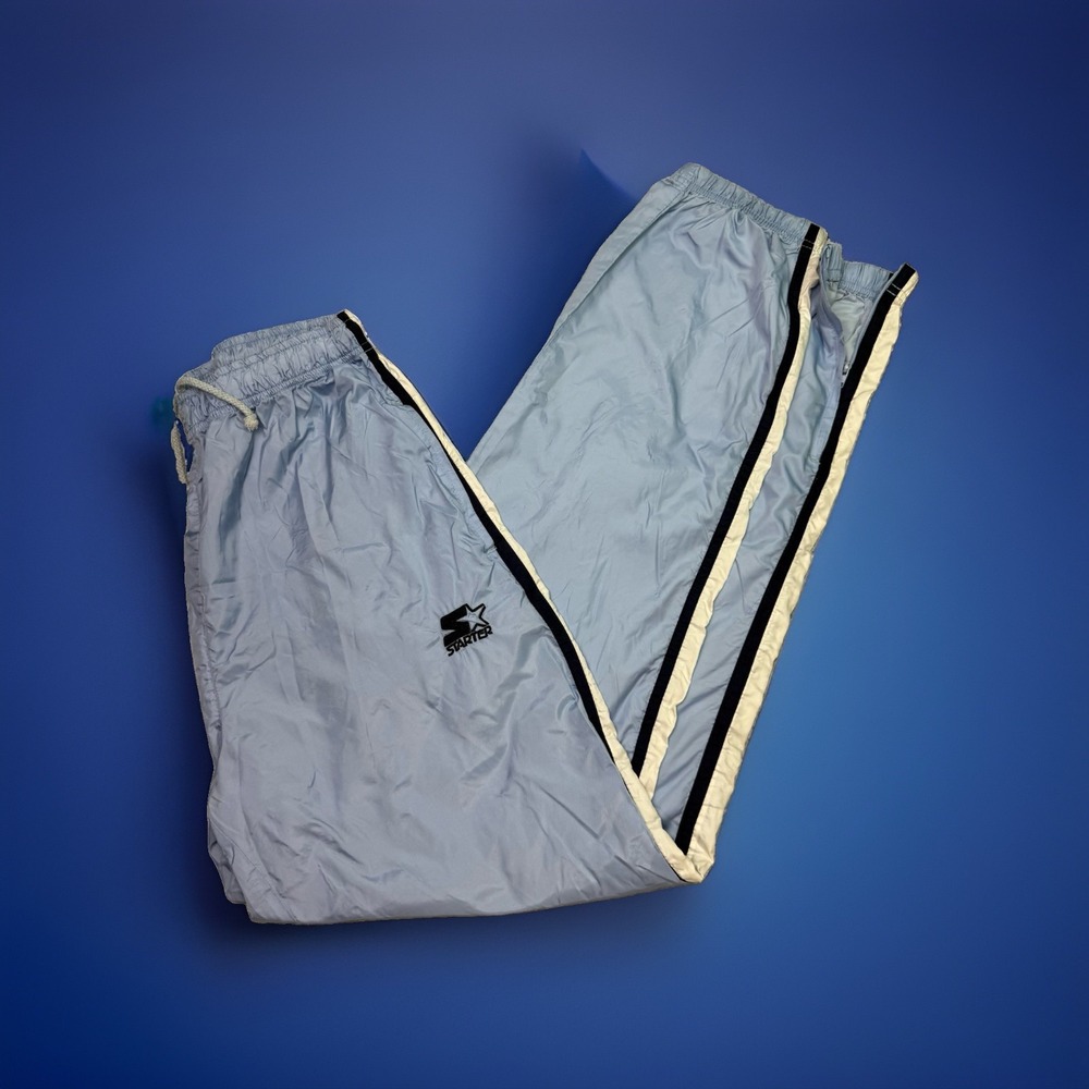 Vintage 90's Starter Sky Blue Windbreaker Track Pants Women's Sz S Ankle Zip Y2K